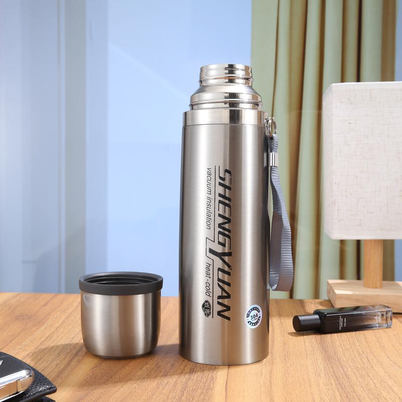 水杯便携泡茶户外运动水杯子男女精致创意大容量保温杯钢本色1000ml