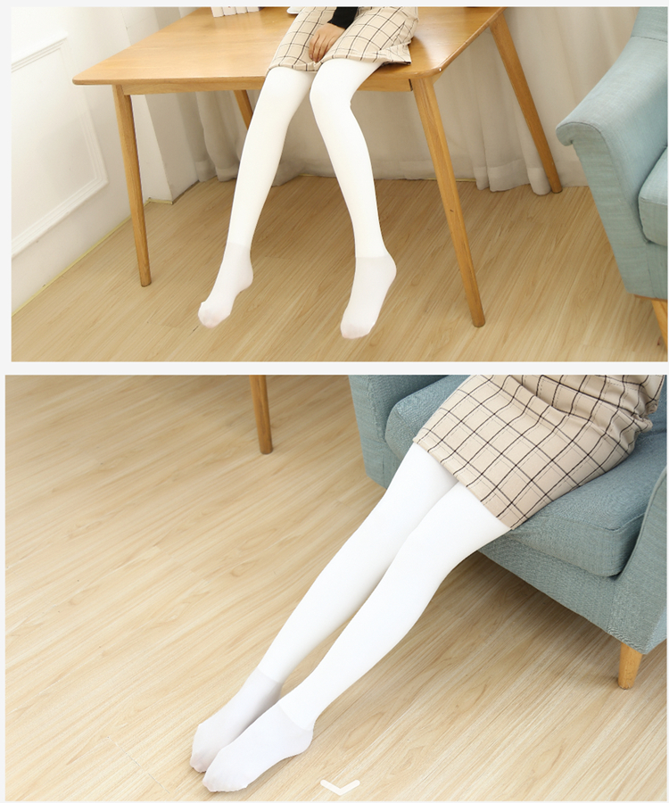 法国kj 开裆白色丝袜加绒连裤袜秋冬加厚打底袜显瘦免脱性感连体男女