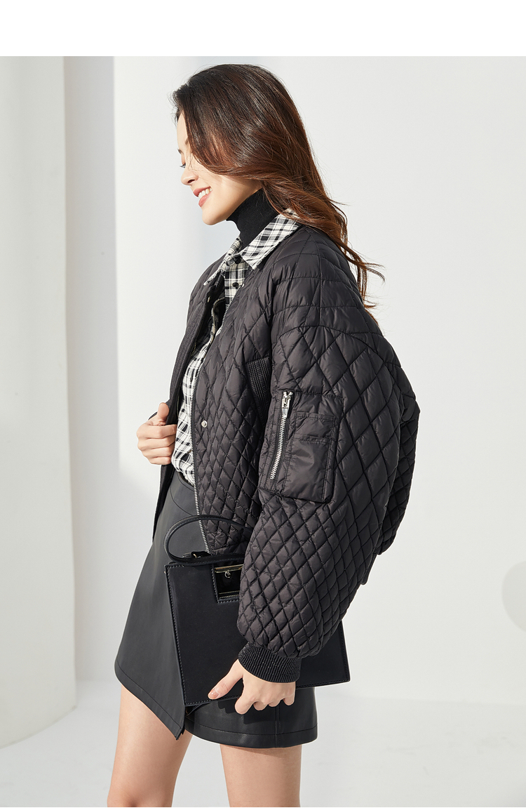 紫淑轻薄短款羽绒服女2021年秋冬季新款黑色宽松白鸭绒外套小个子黑色