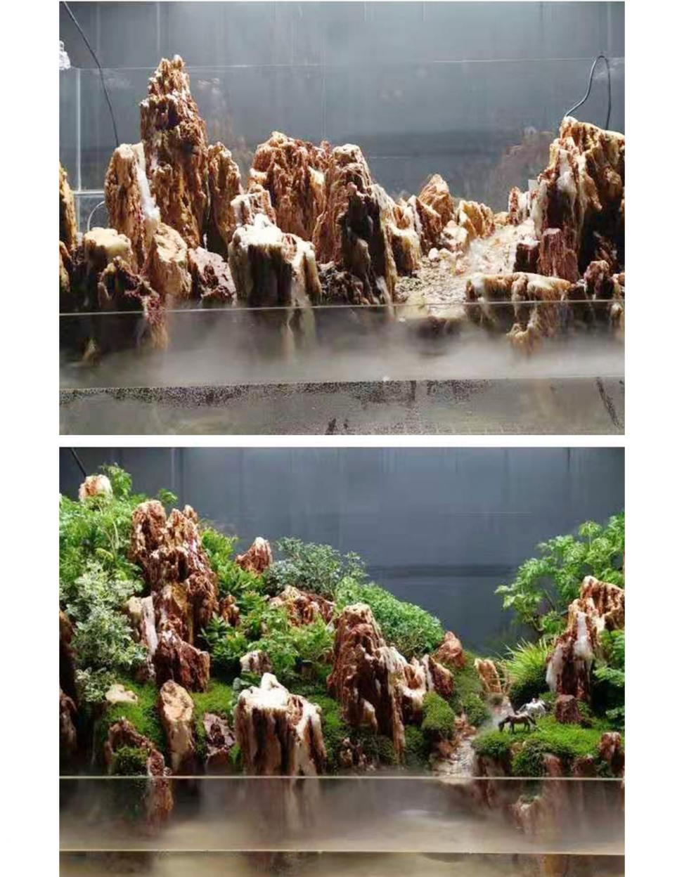 鱼缸水族箱草缸水陆雨林青龙石松皮石造景假山石头套餐天然造景石 松