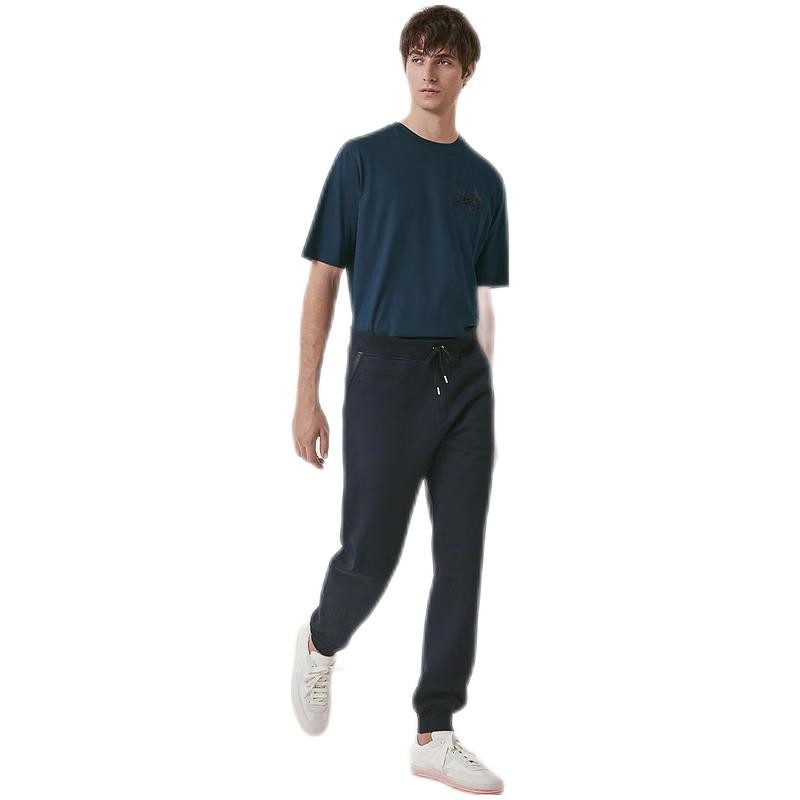 hermes爱马仕男士运动裤慢跑裤休闲裤小羊皮"h"图案贴片棉质混合羊绒