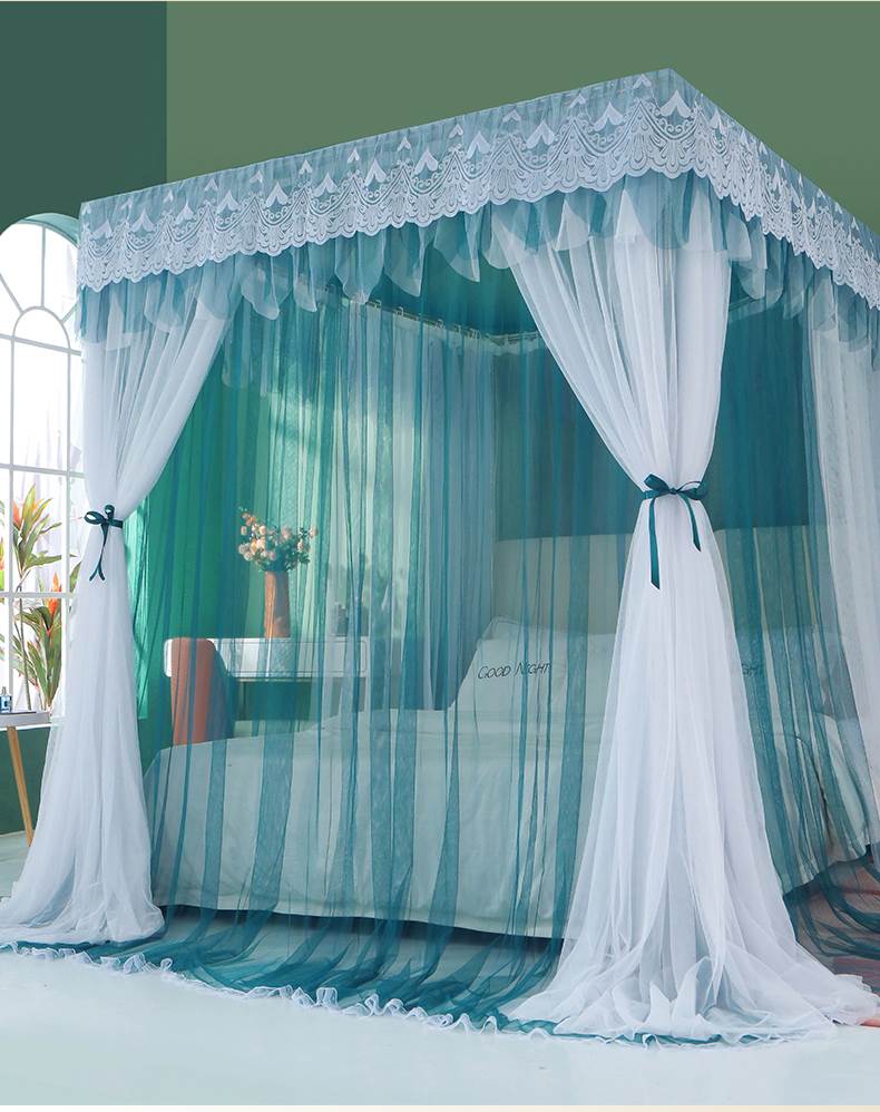 双杆双层帐纱南方生活宫廷落地式蚊帐家用公主风15m床上18支架固定