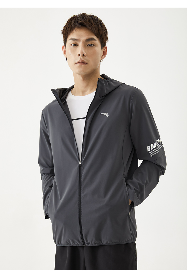 安踏风衣男士外套2021秋季新款立领开衫外套休闲运动上衣男装纯净白