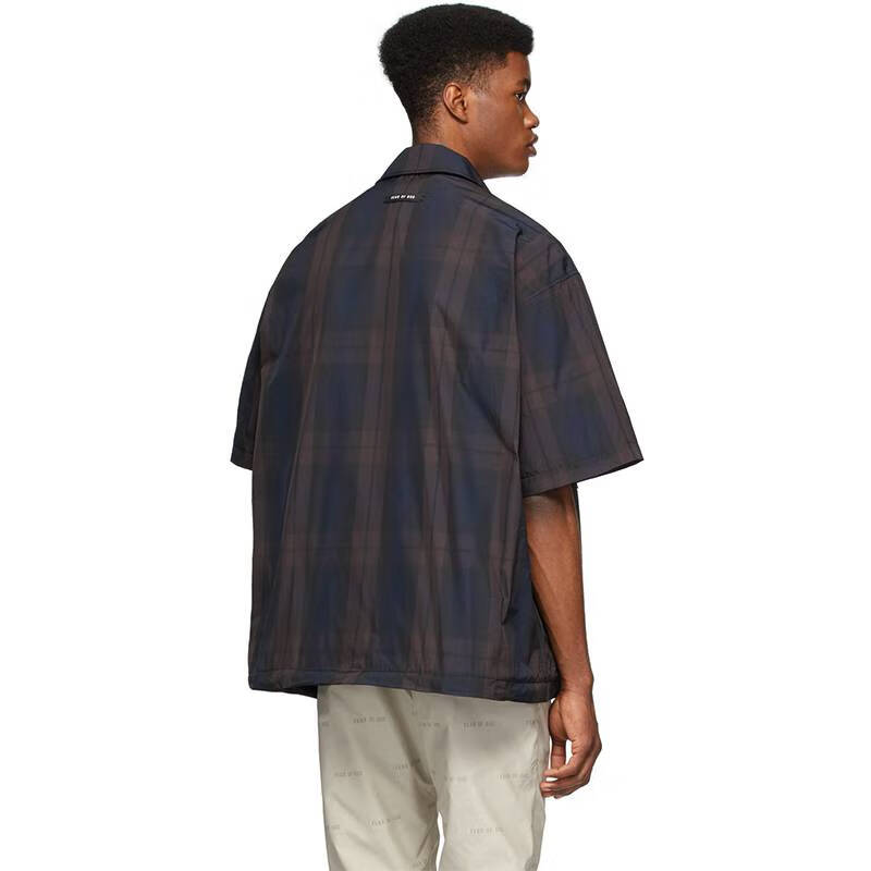 汤米伍德fogfearofgod第六季主线高街复古格纹尼龙口袋短袖衬衫男夏季