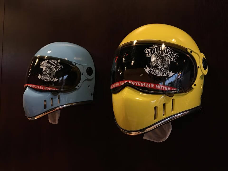 台湾进口mongolian蒙古人复古机车摩托凯旋全盔头盔3c 北卡蓝(星战款)