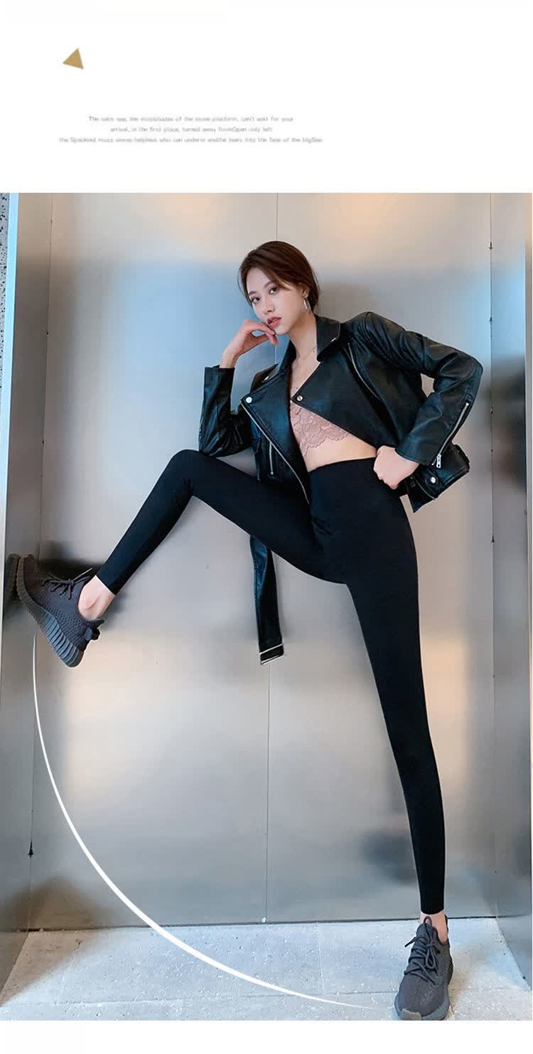 鲨鱼皮裤长裤打底裤女外穿秋冬加绒黑色女士裤子灰色提臀芭比常规款单