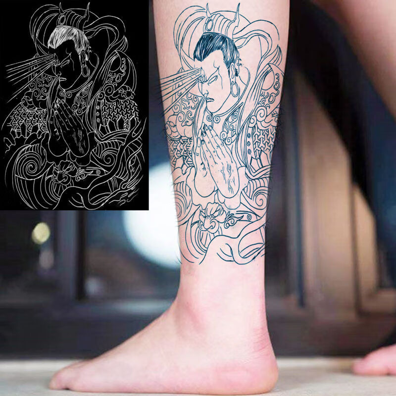芭雅莲般若纹身贴刹车印防水纹身贴传统般若艺男女逼真花臂小腿手臂