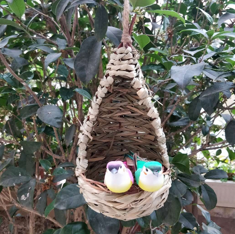 木质燕子窝悬户外 假鸟窝小鸟套装燕子鹦鹉窝架子鸟巢屋檐八哥加大鸟