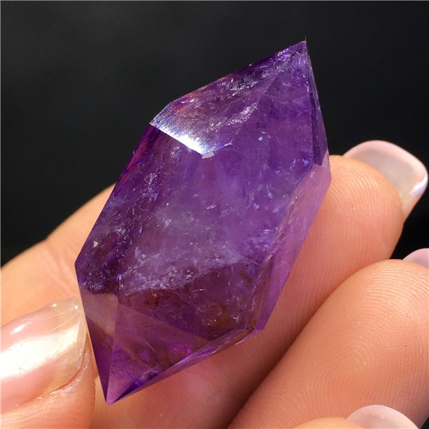 微韵q乌拉圭紫水晶双尖能量柱 紫黄晶原石六棱柱消磁灵摆件转运珠吊坠