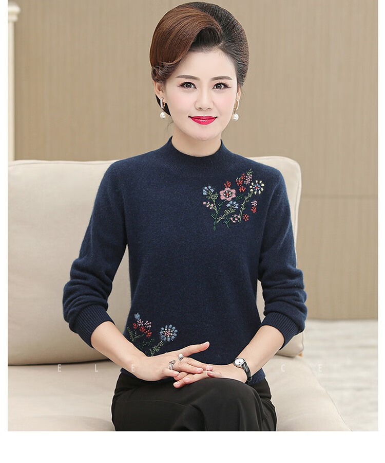 kingdeer鹿王恋雪高端市产100羊绒衫毛衣女中老年妈妈冬装宽松加厚半