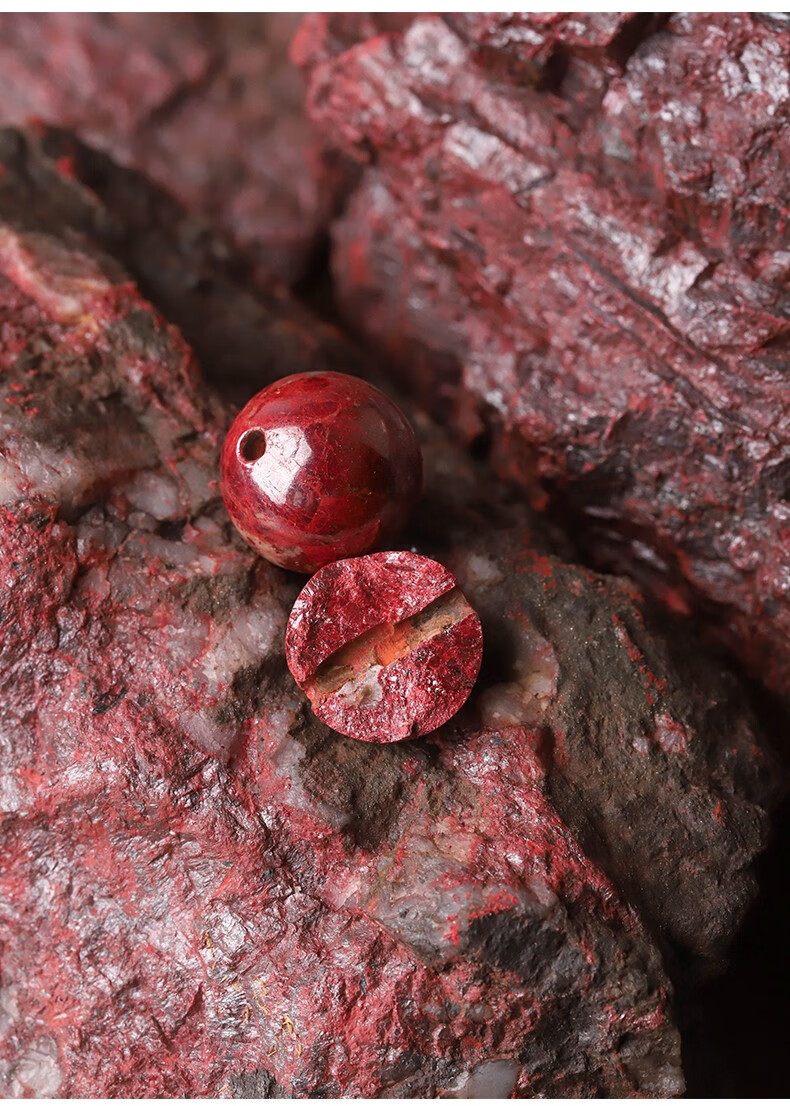 辰世新品原矿朱砂手链男女款辰砂石圆佛珠子手饰品本命年红色手串12mm