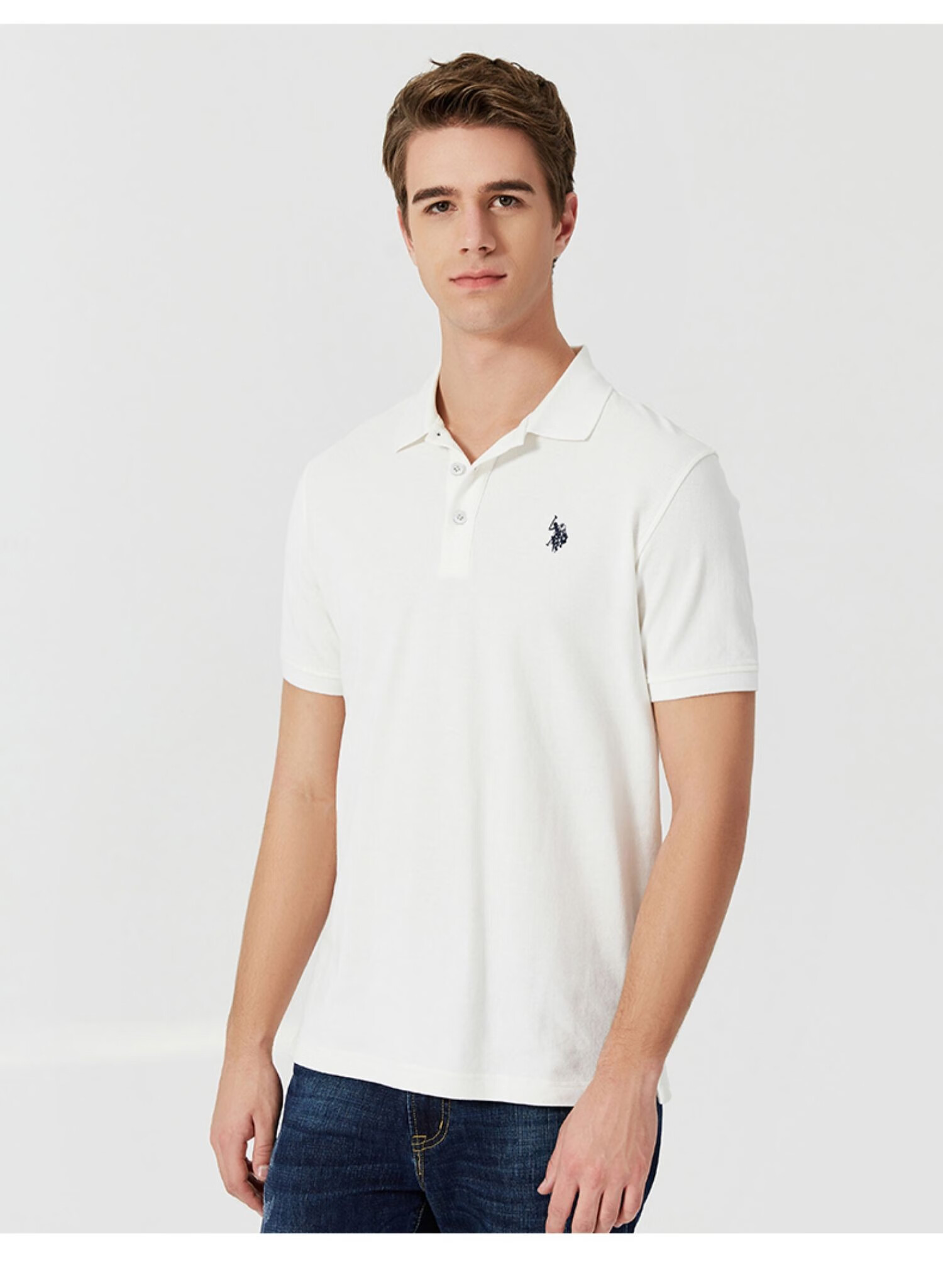 美国保罗夏高端男士短袖翻领纯棉商务休闲polo衫男ins修身 灰色 s