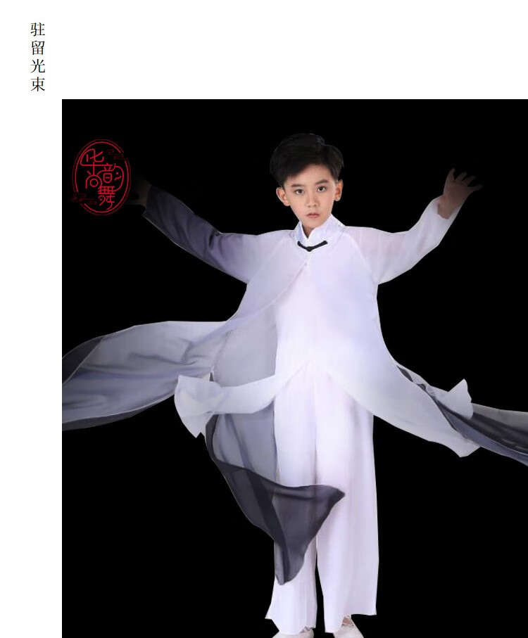 加吉 太极服男童飘逸中国风儿童水墨古典演出服舞剑太极舞蹈服少年强