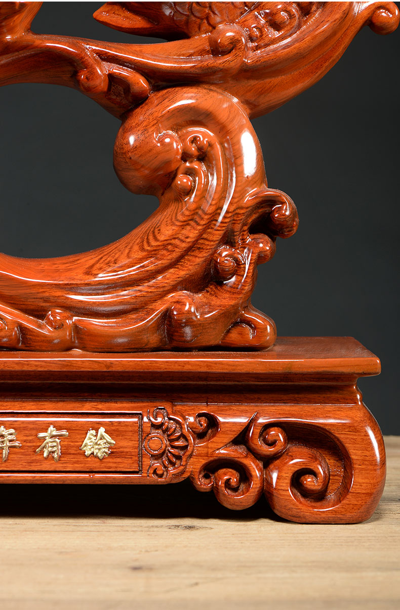 仙莱阁花梨木雕鱼摆件红木鲤鱼客厅店铺酒店办公室桌面摆件商铺实木