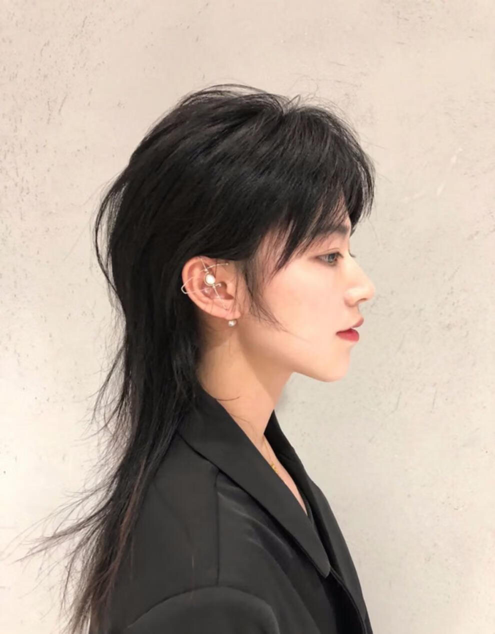 鲻鱼头假发男韩版帅气狼尾时尚蓬松自然男女通用假发套 红色 #8