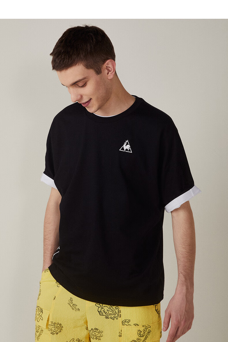 国际品牌乐卡克法国公鸡简约基础学生训练健身圆领短袖t恤男白色xl