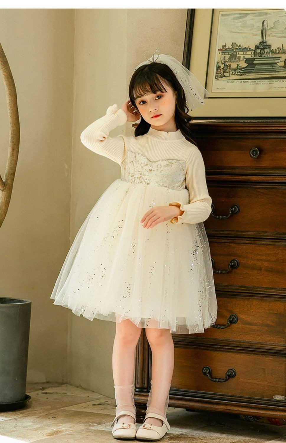小孩子穿的女童连衣裙秋装2021新款儿童裙子长袖纯棉小女孩公主裙蓬蓬