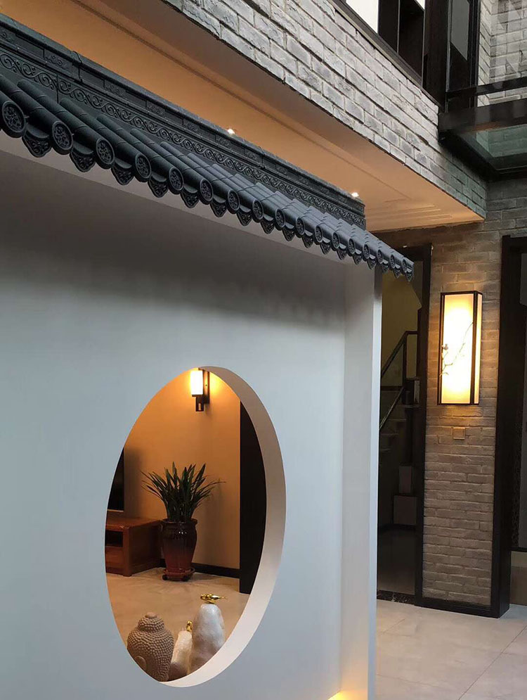 110*50cm中式塑胶仿琉璃防水pp瓦片滴水檐复古瓦一体古典树脂瓦定制