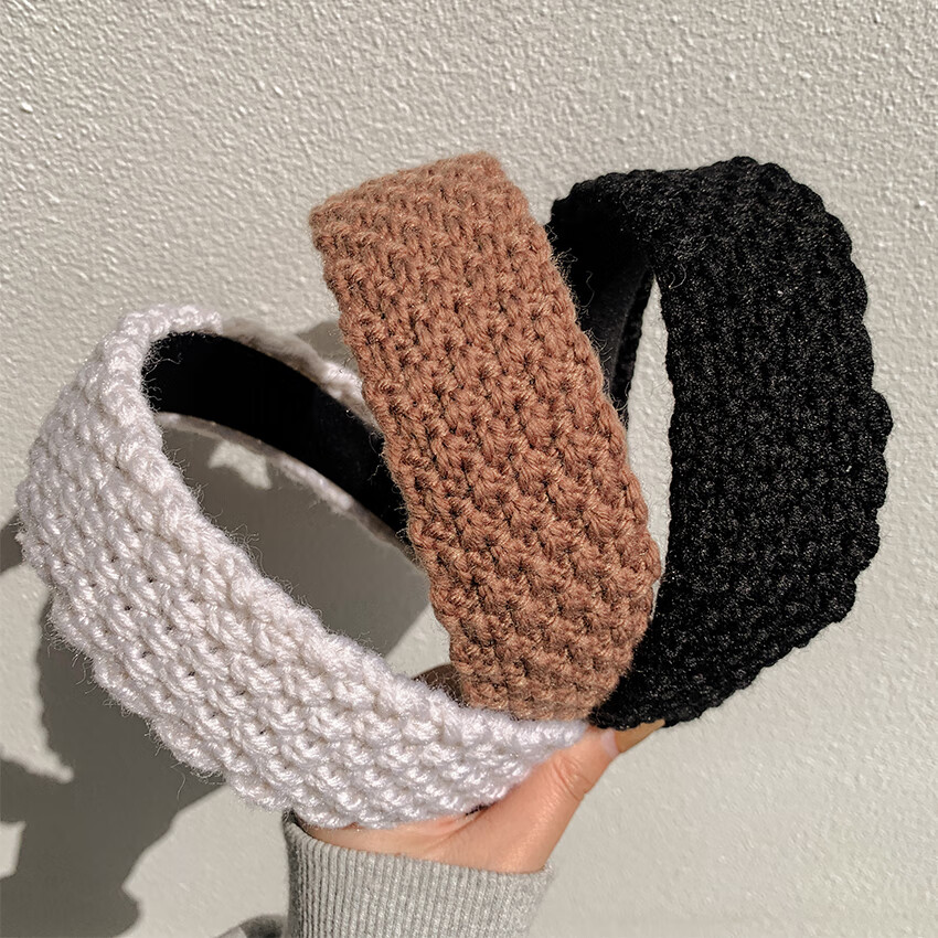 宽边针织发箍复古港风高级感秋冬头箍网红少女发捆发卡超值3件套