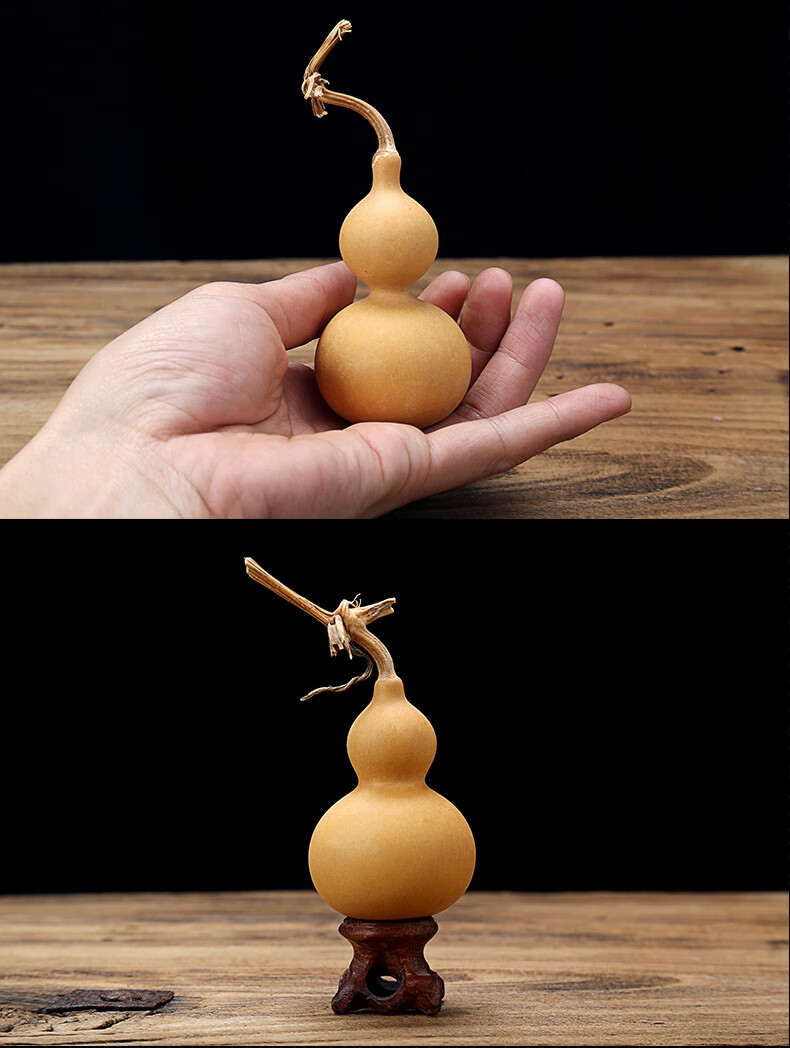 手捻葫芦文玩手把件摆件草里金精品铁包金包浆小葫芦带龙头座精选5个