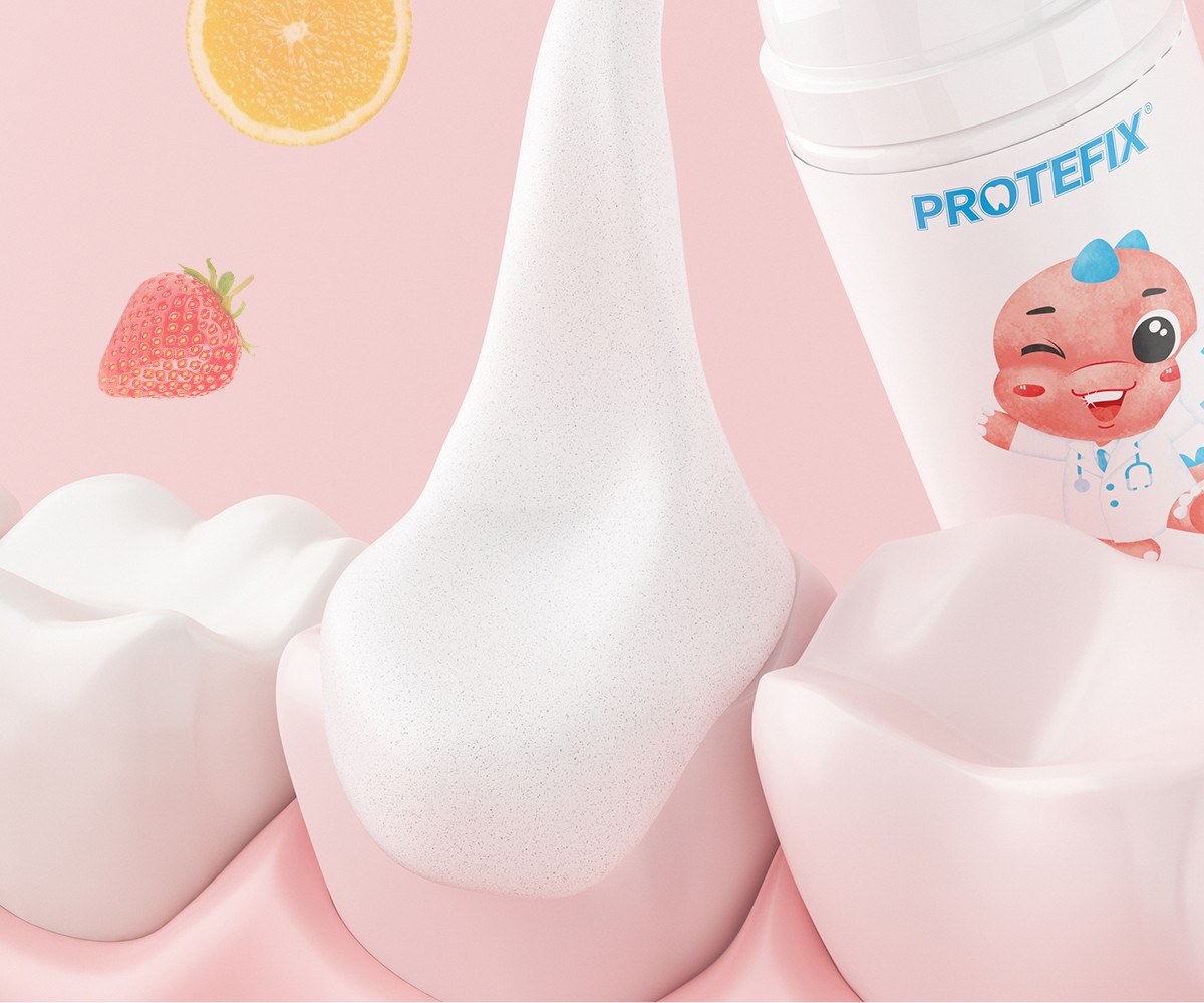 protefix儿童牙膏慕斯泡沫牙膏1可吞咽36一12岁以上无氟u型牙刷2宝宝