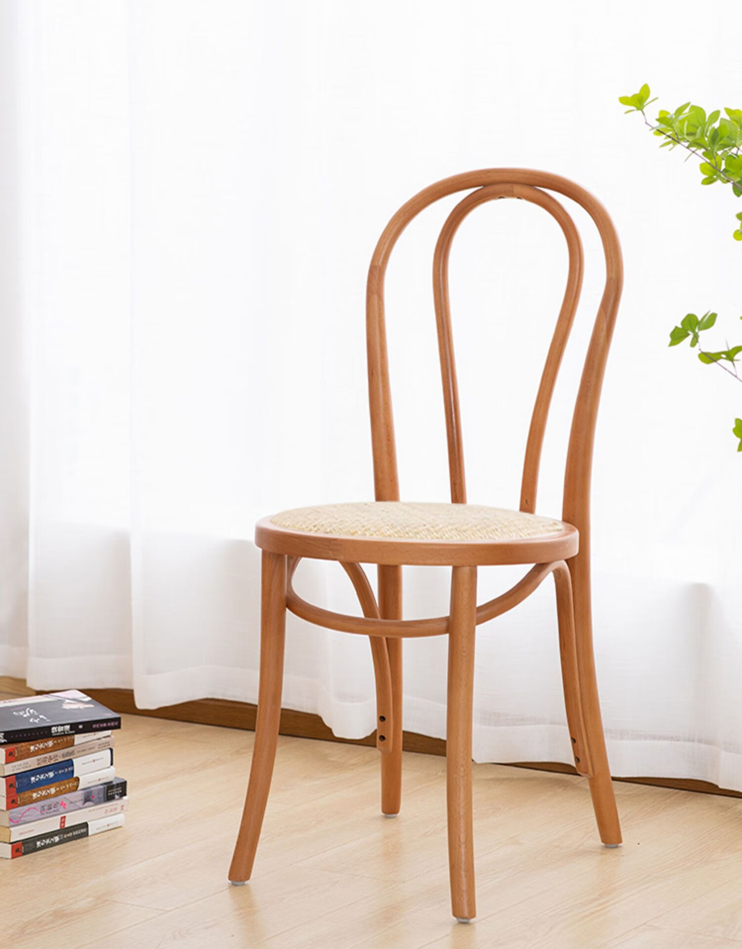 雷动矮凳子靠背实木餐椅家用简约复古凳子北欧椅子白坯板面