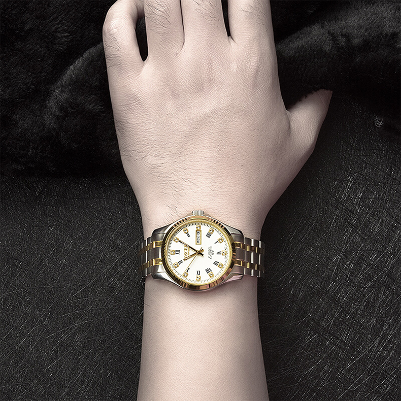 (poscer)男表商务全自动机械表男钢带防水双日历名牌保时捷手表6032m