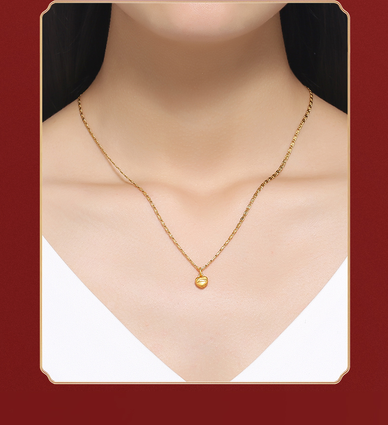 七夕情人节礼物周福生黄金挂坠足金999爱心吊坠双面love浪漫爱心七夕