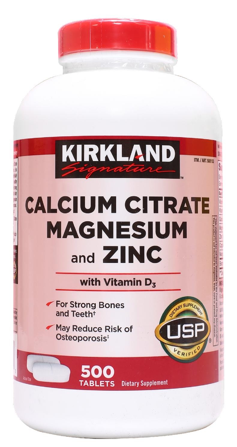 美国直邮kirkland柯克兰钙镁锌维生素d柠檬酸钙片vd500粒应急储备