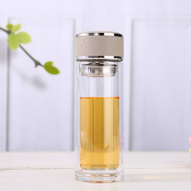 迎新必备玻璃钢茶杯钢化防摔车用保温杯男士真空保温车载玻璃双层真空