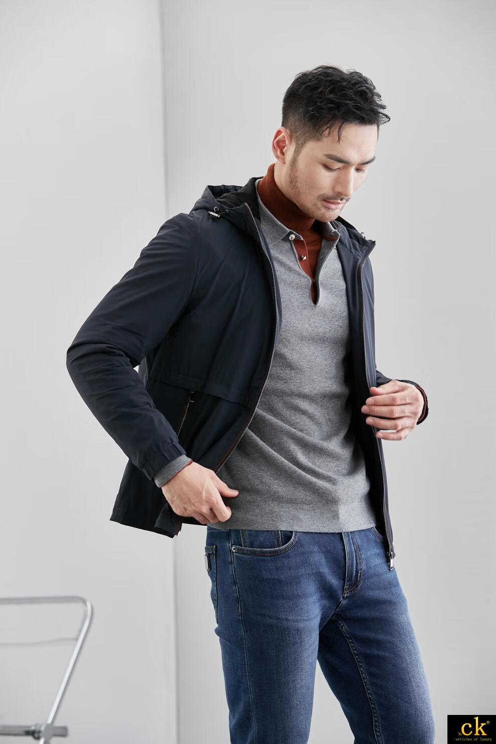 国际bcck轻奢品牌男装秋季高品质休闲外套防风保暖面料色修身连帽夹克