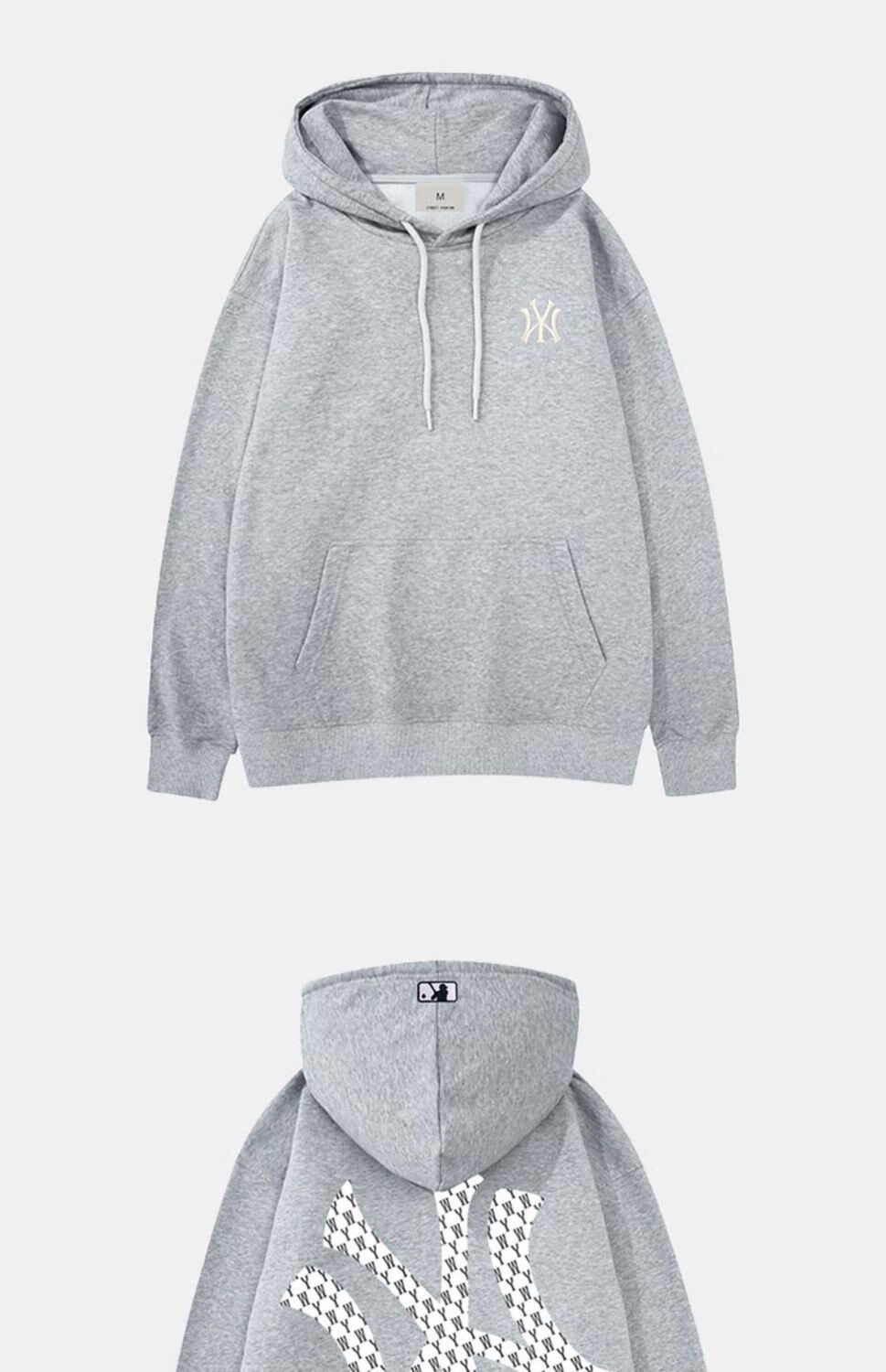 mlb连帽卫衣男潮牌秋冬季重磅外套字母印花情侣帽衫女 藏青色 l 125