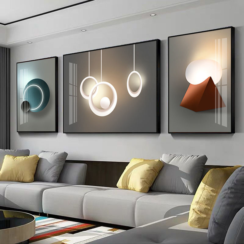 工厂现发客厅装饰画沙发背景墙三联画现代简约晶瓷画时尚艺术轻奢大气