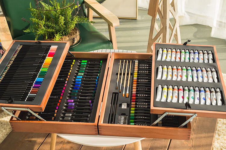 可水洗水彩笔绘画套装成人画画笔礼盒初中生文具学生手绘美术用品双开