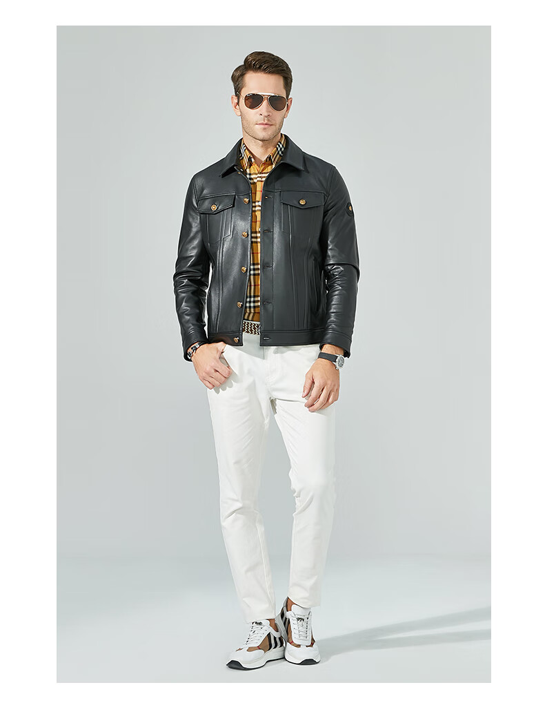 raidy boer/雷迪波尔秋冬新款男士时尚休闲翻领绵羊皮皮衣2039-70