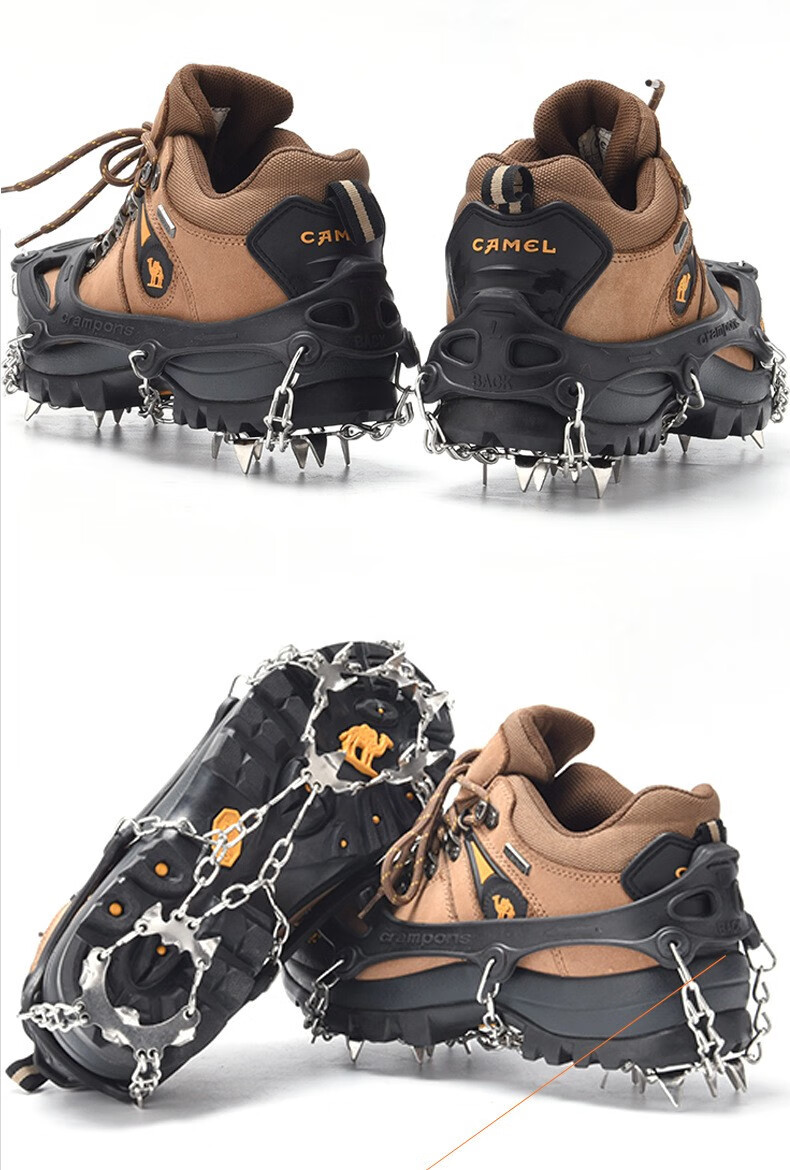 firsttravel户外装备冰爪防滑钉子鞋套雪地攀岩冰抓登山鞋钉链19齿