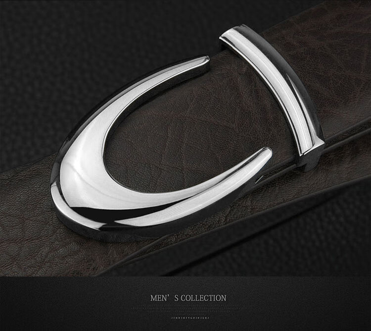 个性c皮带男韩版潮年轻人头层牛皮休闲时尚腰带个性裤带咖皮金扣100cm