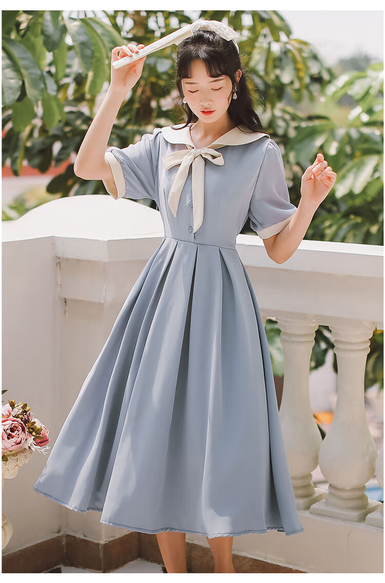 雅鹿长袖2021新款学院风甜美减龄收腰红色森系连衣裙文艺学生长裙秋季