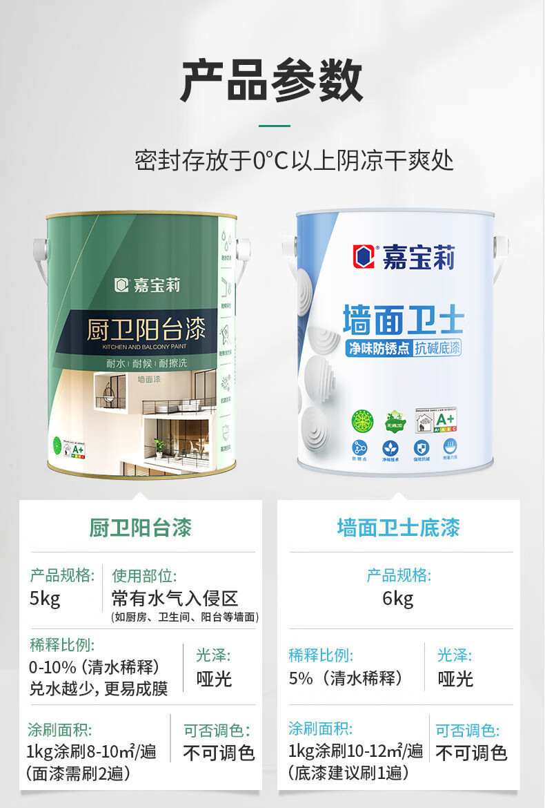 定制嘉宝莉净味抗碱底漆厨房阳台专用防水乳胶漆 室内家用自刷油漆