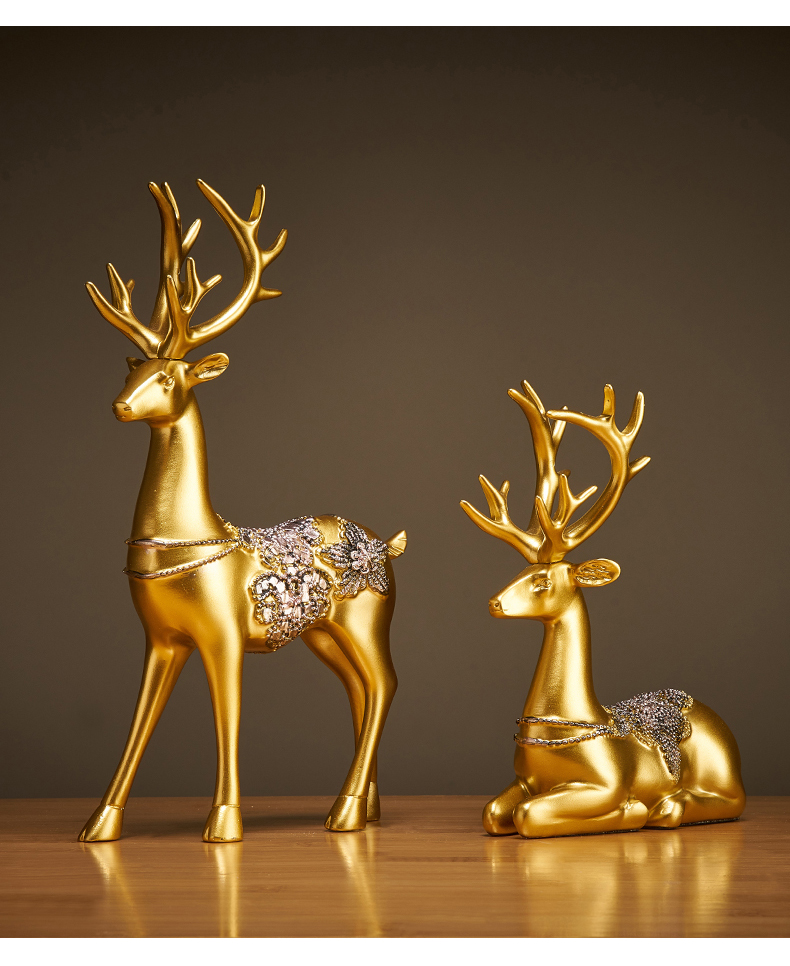 新中式鹿摆件玄关工艺品装饰品家居客厅电视柜房间布置