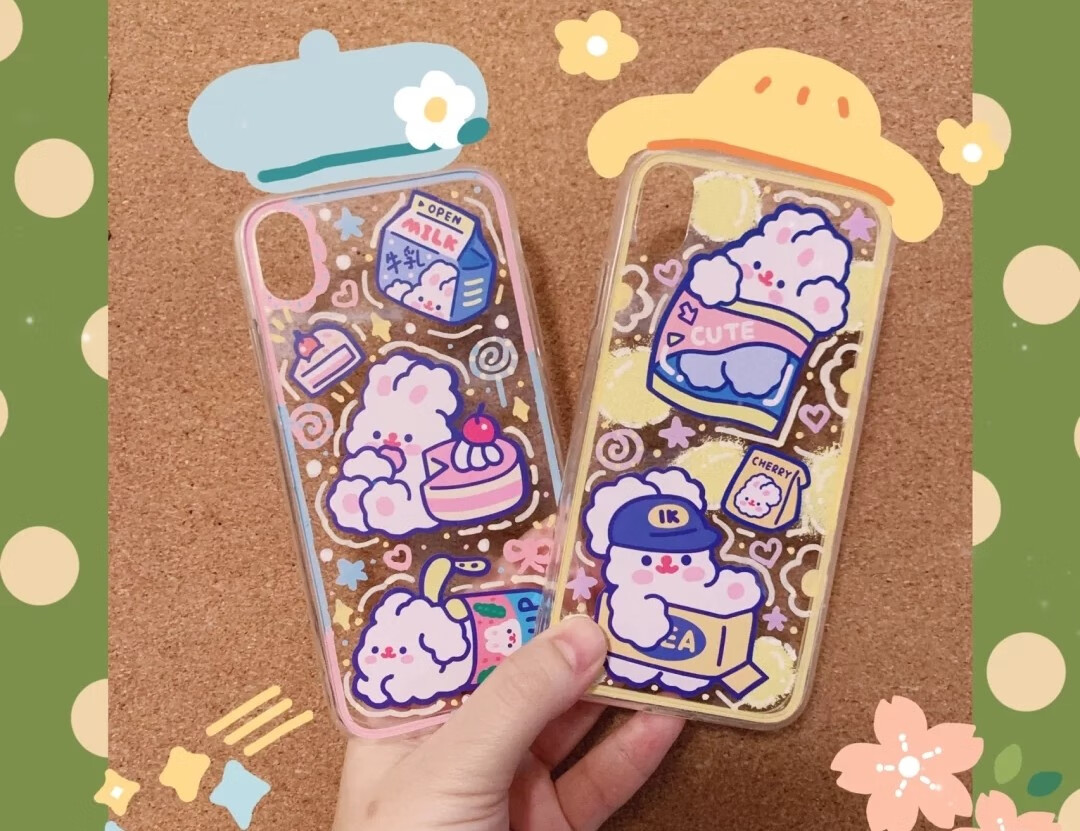 情侣diy手绘手工闺蜜手机壳滴胶贴纸粘土干花材料包生日礼diy滴胶贴纸