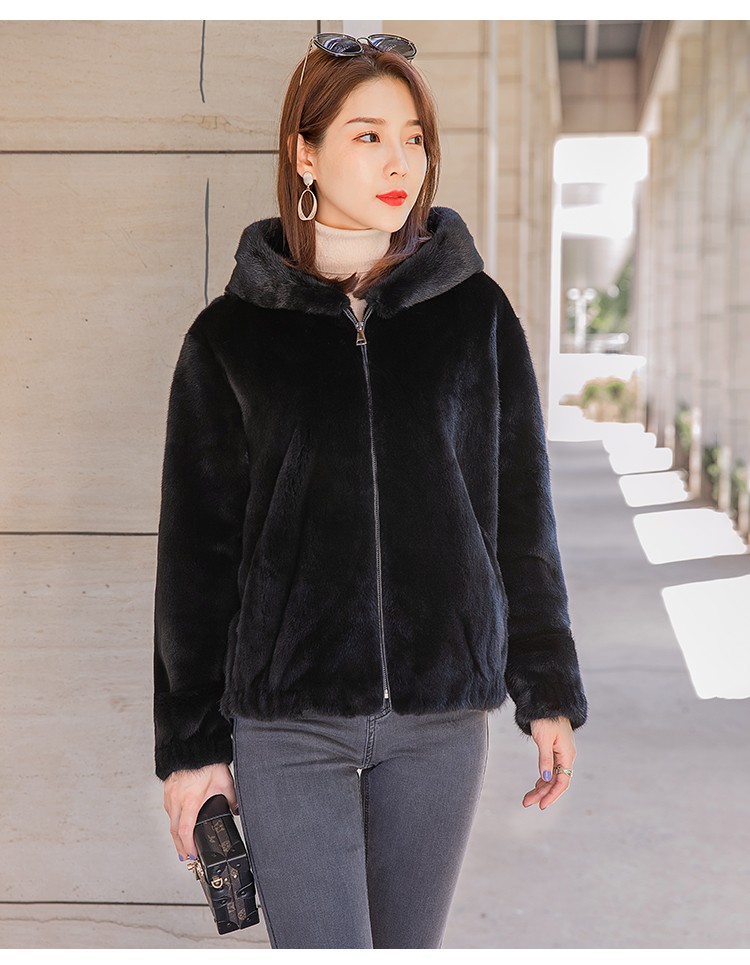 貂皮大衣女2021年新款短款连帽整貂年轻款休闲水貂毛皮草外套银蓝灰m