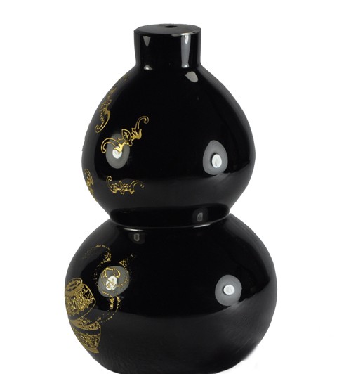 顶盈黑曜石和合五福葫芦风水摆件开业礼品家居装饰工艺品墙挂12纯黑色