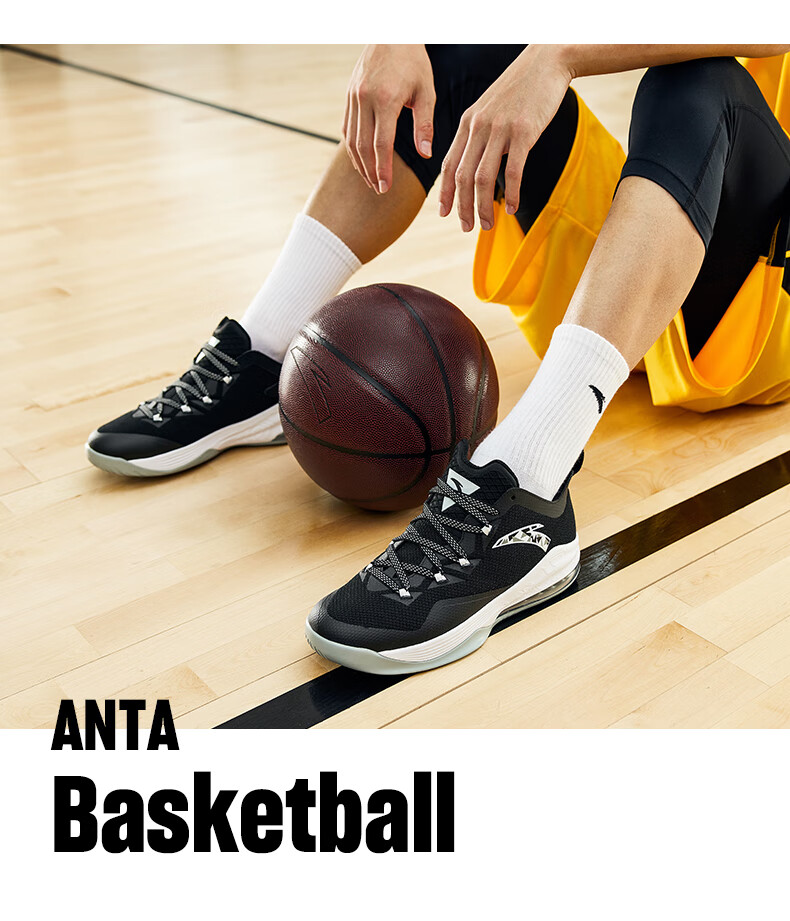 安踏男鞋篮球鞋运动鞋新款训练休闲运动蓝球鞋912121102s深灰黑氯蓝