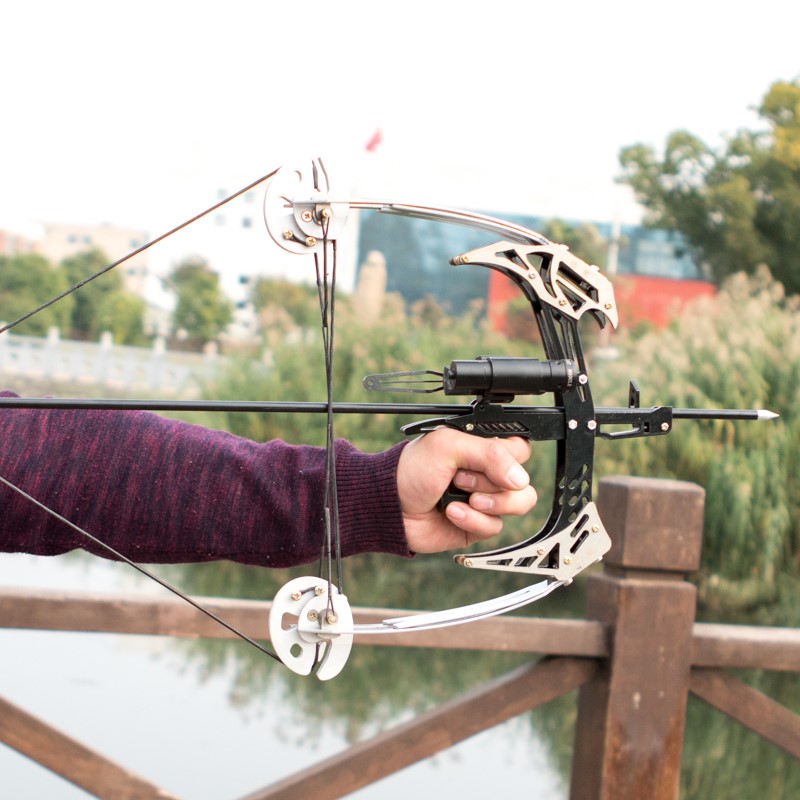 驽弓十字驽猎弓小型小号车载迷你室内家用户外运动三角金属滑轮弓40磅