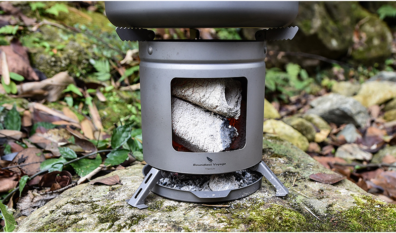 必唯boundlessvoyage纯钛柴火炉户外炭炉露营酒精炉一体式轻量便携多