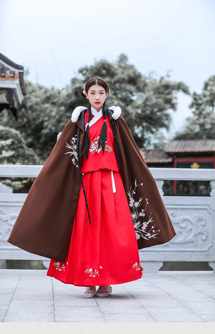 改良汉服女秋冬斗篷披风长款古风斗篷披风加绒日常学生古装仙中国风