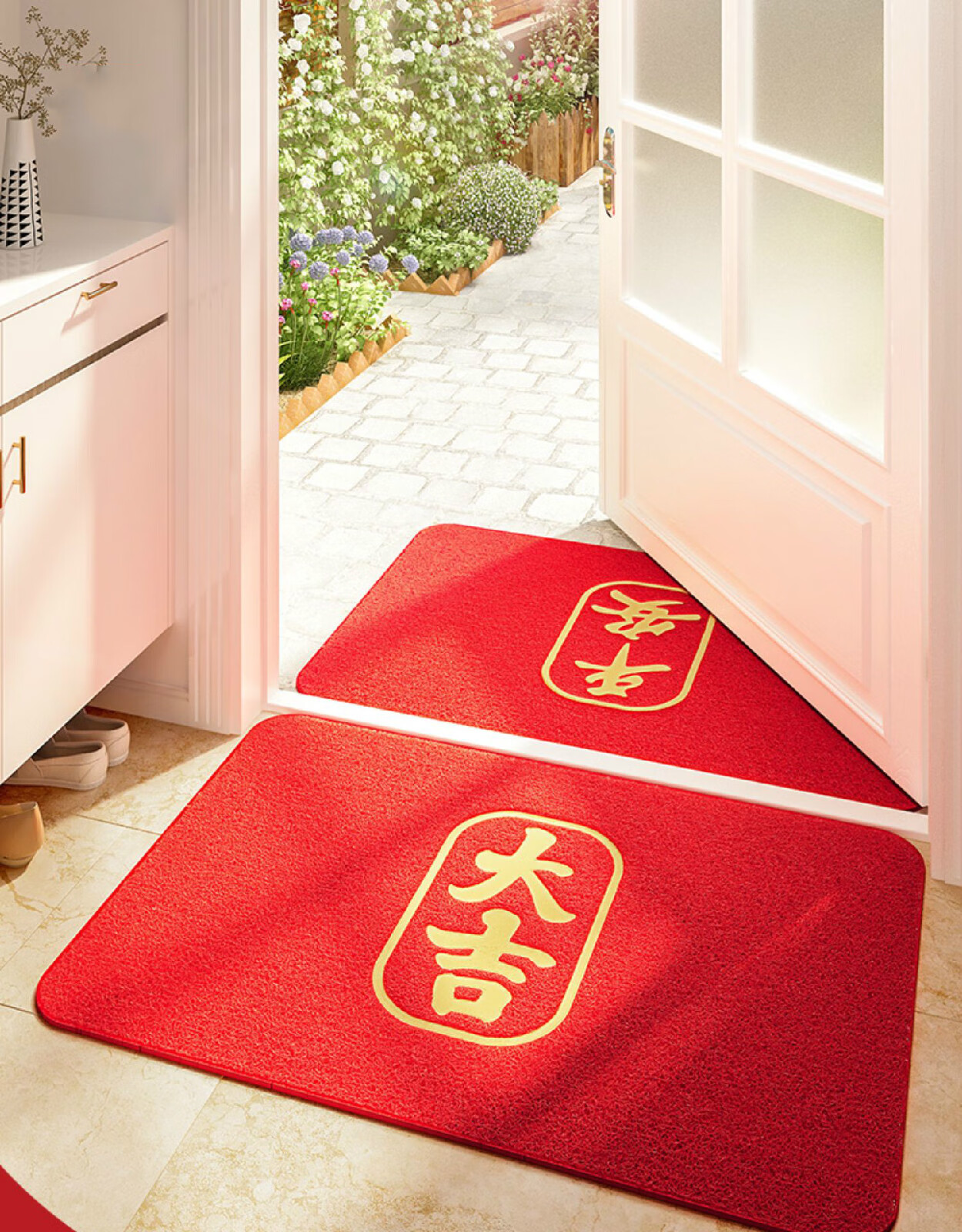 进门地垫丝圈门垫玄关门口脚垫家用室外进户门防滑垫子入户门金福红60