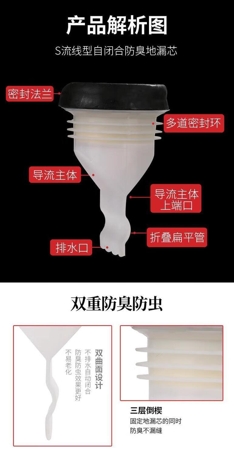 马桶防溢器法兰密封圈地漏硅胶芯110pvc管道防反防臭防虫芯防反味加厚
