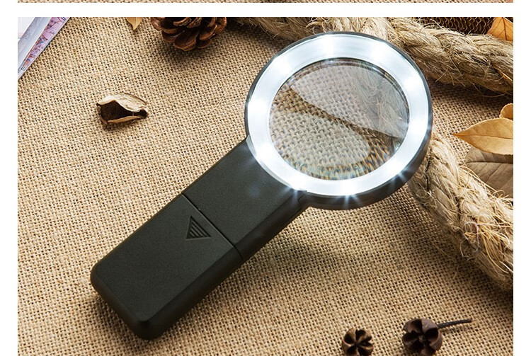 猎瑞10倍八一军绿光电带灯手持式放大镜长辈礼物老人读书看报维修